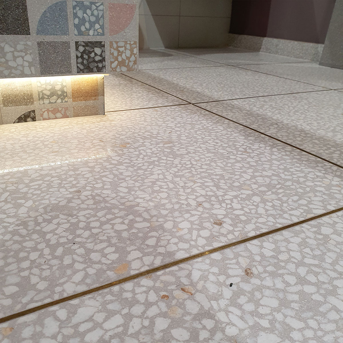 Vives Portofino Humo Terrazzo Effect Porcelain Tile Semi-Polished 60 x 60cm