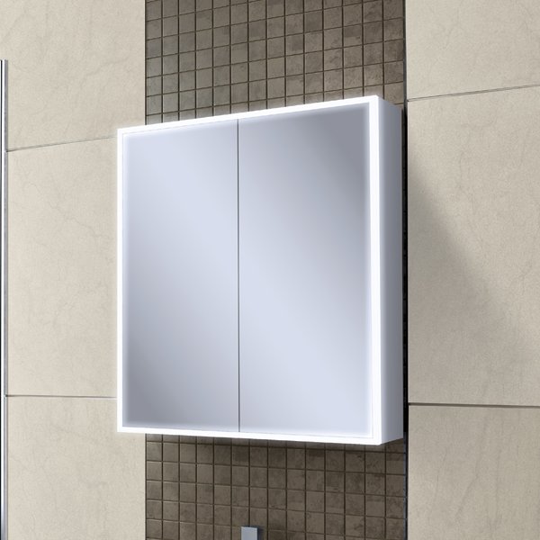 HiB Qubic LED Mirrored Cabinet With Charging Socket