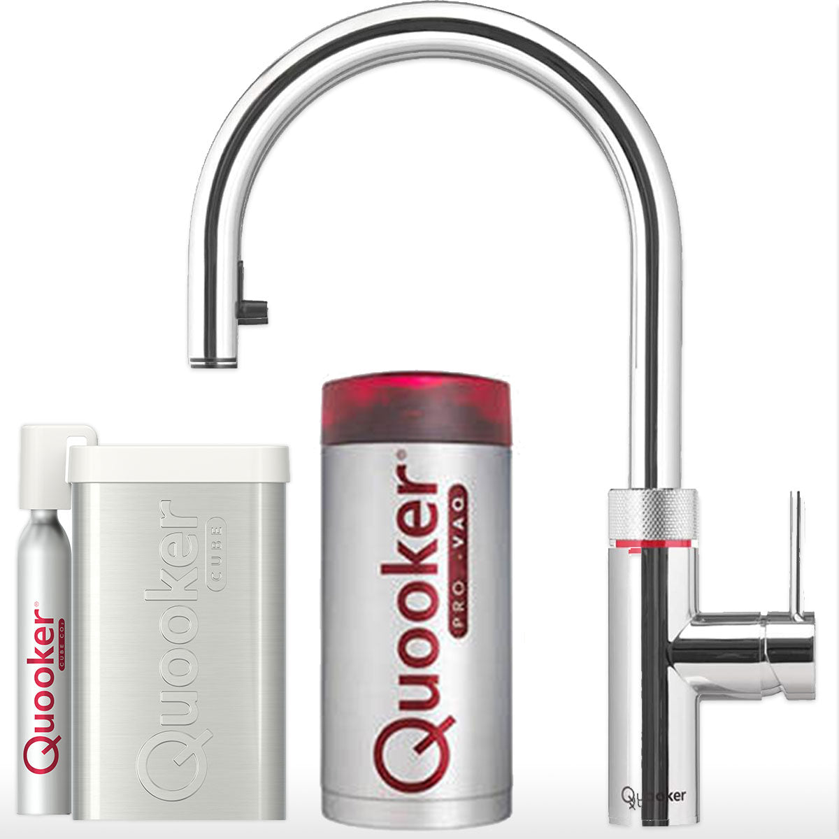 Quooker Flex Boiling Mixer Tap With Pro 3 Tank and CUBE Sparkling Water Dispenser