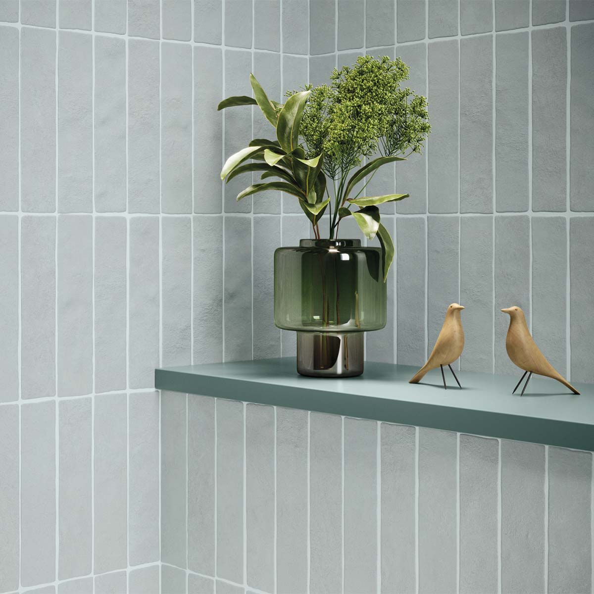 rabat green wall porcelain tile 6x24.6cm matt