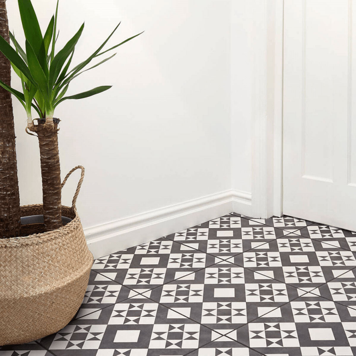 Laura Ashley Retro Monochrome Patterned Porcelain Tile 33x33cm Matt