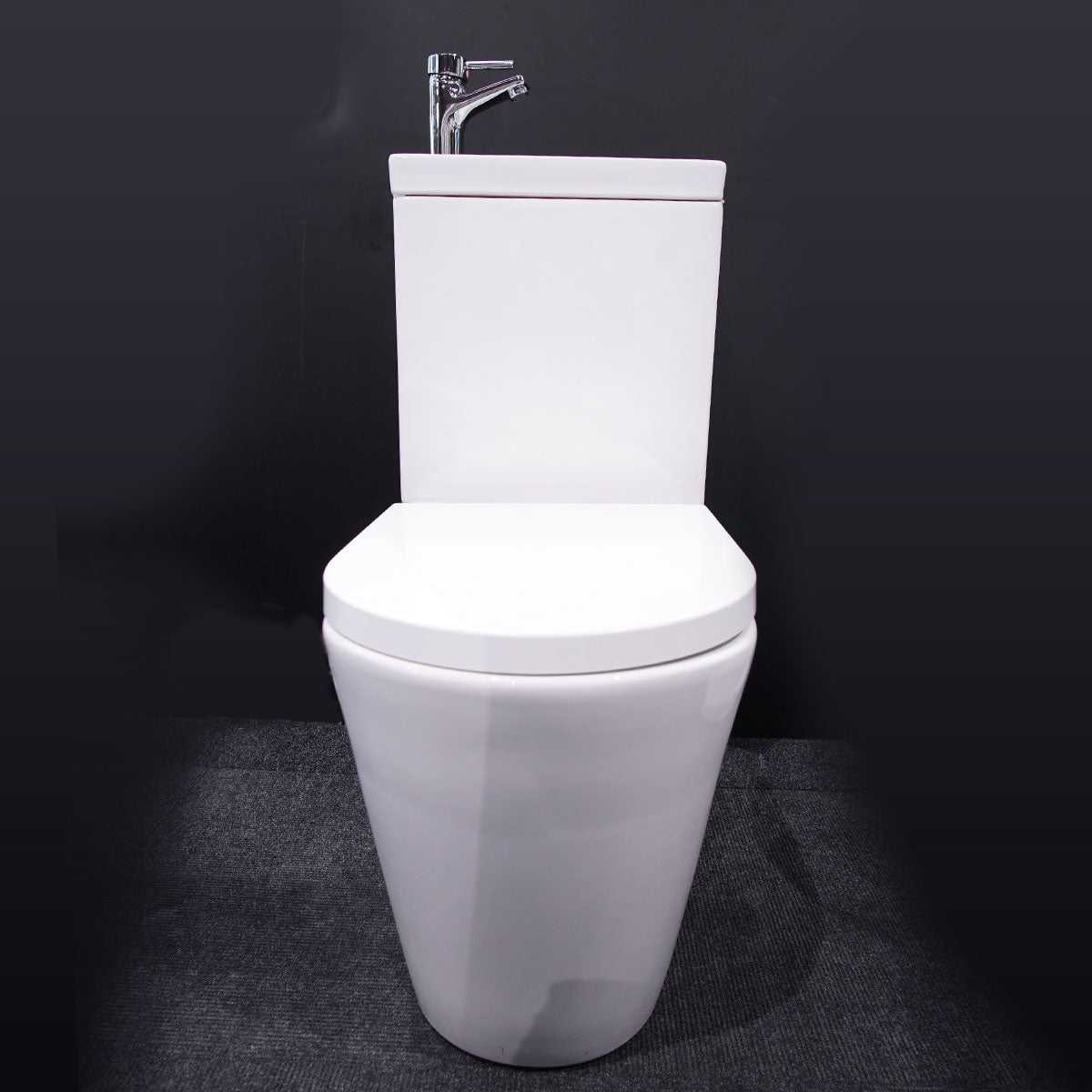Jordan Rimless Short Projection Toilet With Cistern, Basin and Tap
