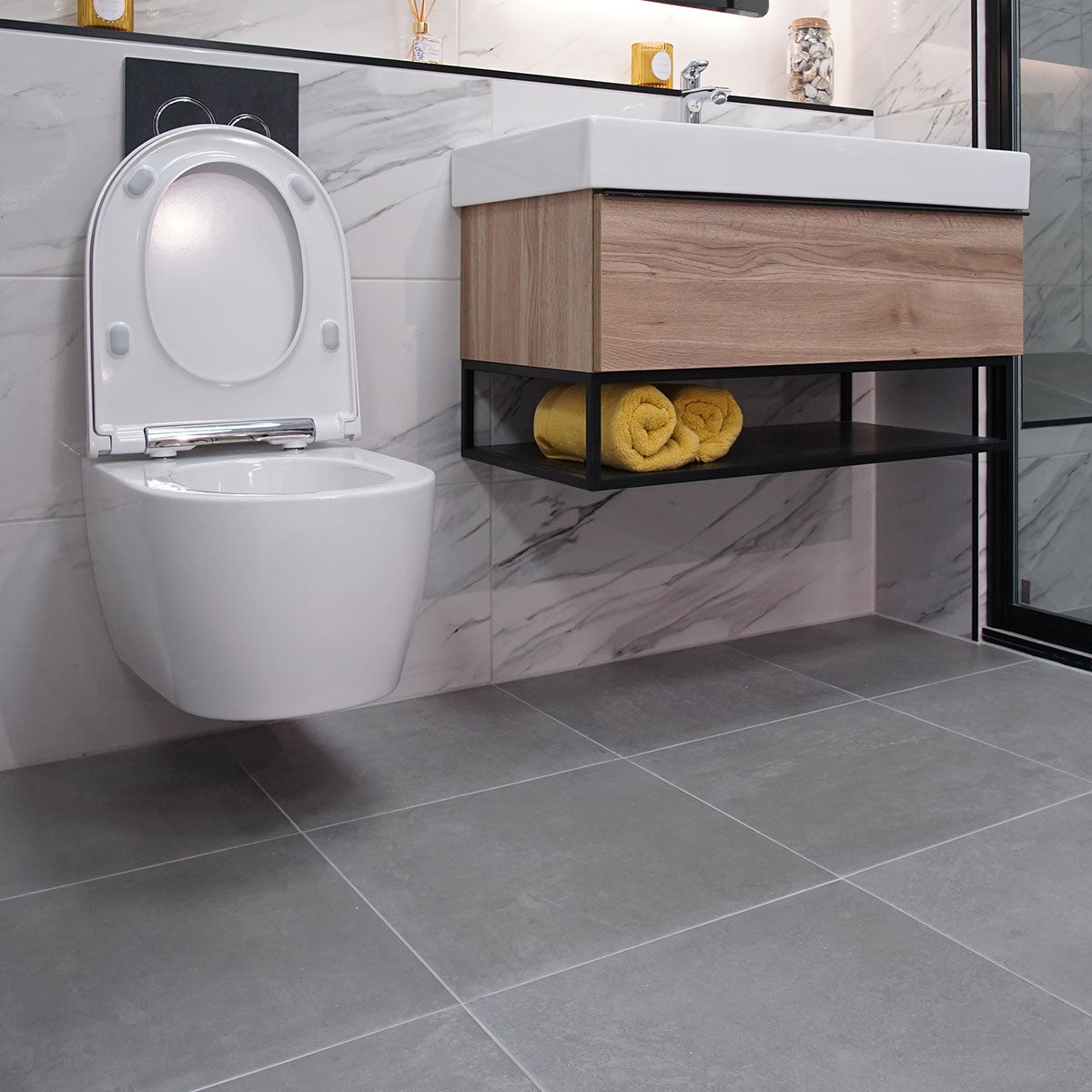 Rodano Dark Grey Stone Effect Porcelain Tile Matt 45x45cm