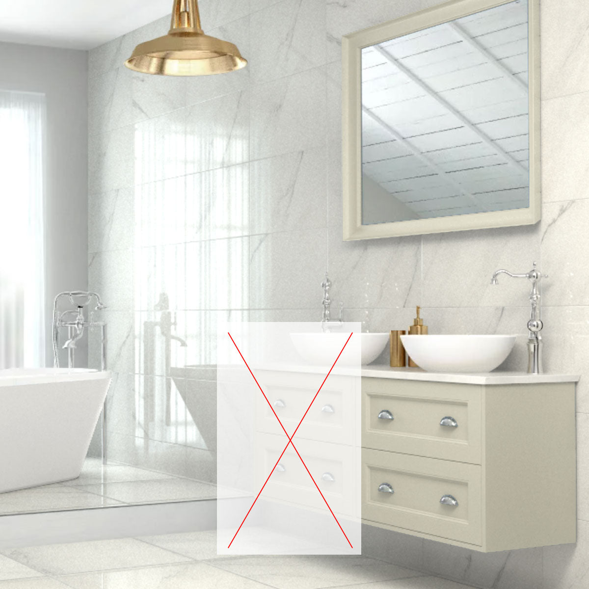 Roseberry 2 Drawer Wall Mounted Vanity Unit With Solid Surface Worktop