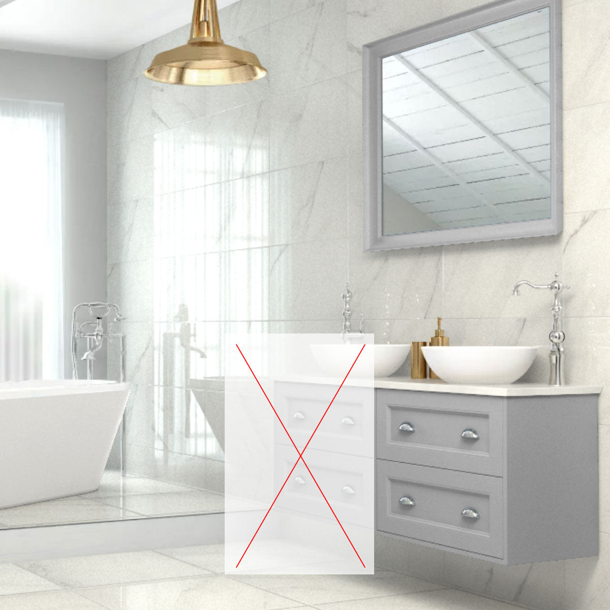 Roseberry 2 Drawer Wall Mounted Vanity Unit With Solid Surface Worktop