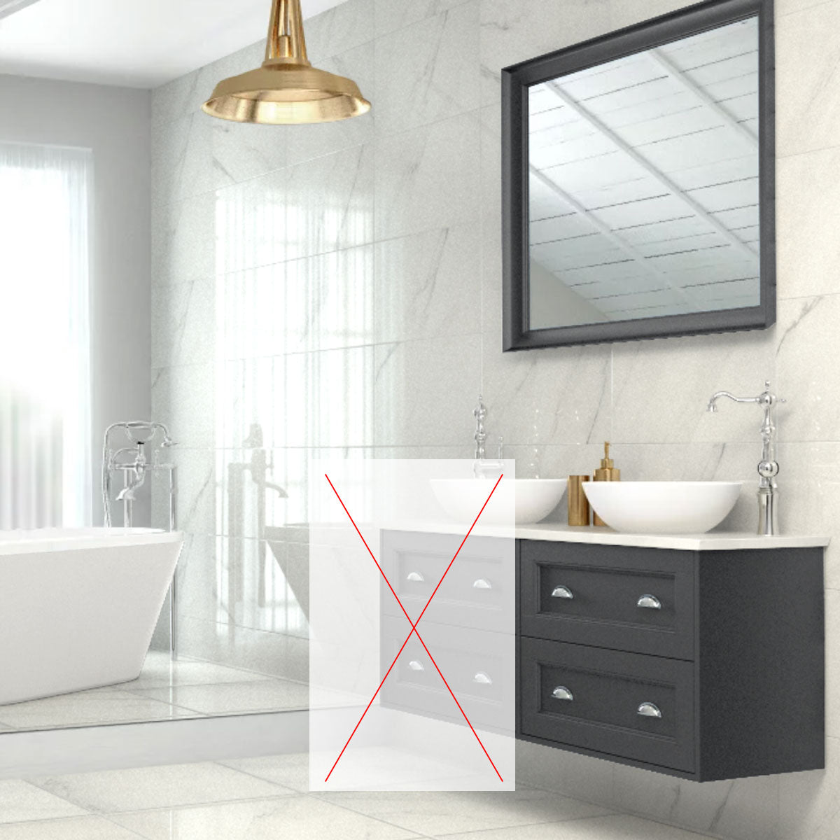 Roseberry 2 Drawer Wall Mounted Vanity Unit With Solid Surface Worktop