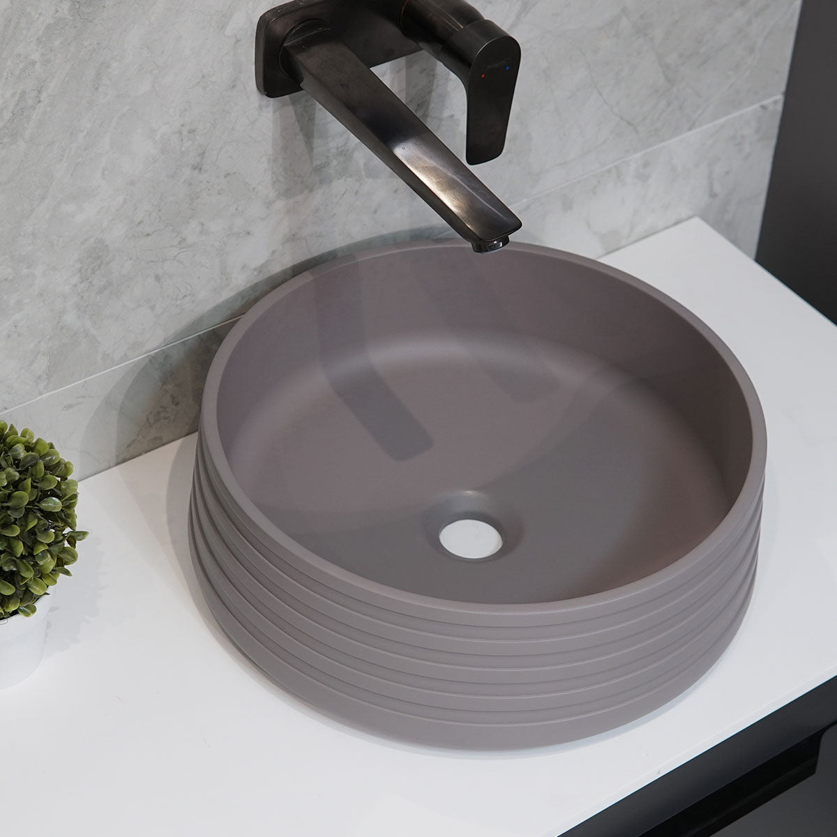 Granlusso Concrete Countertop Round Basin - Matt Grey