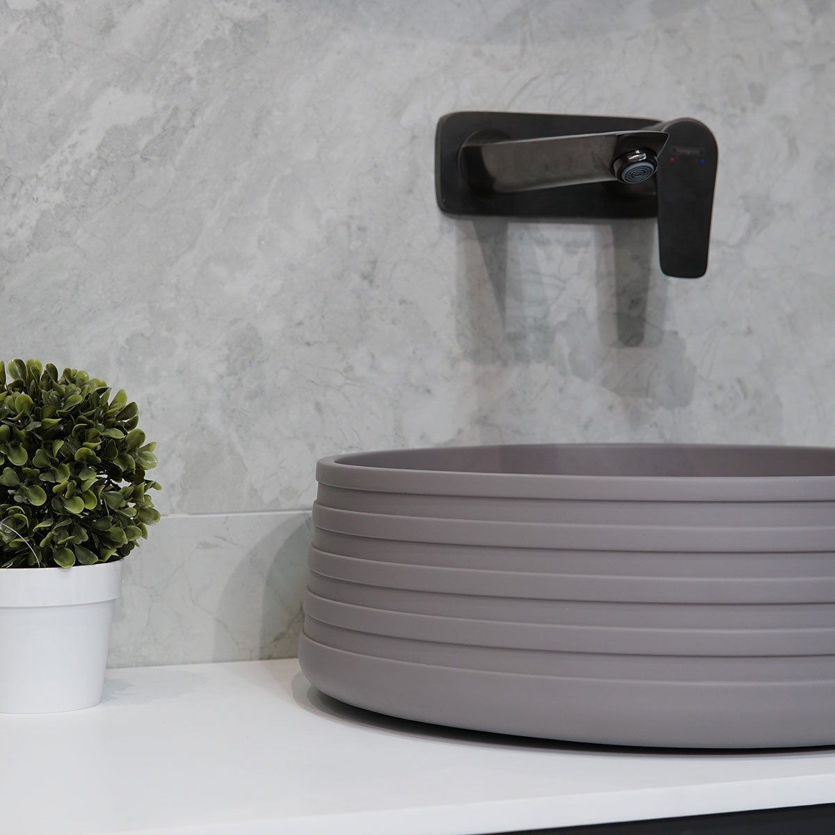 Granlusso Concrete Countertop Round Basin - Matt Grey