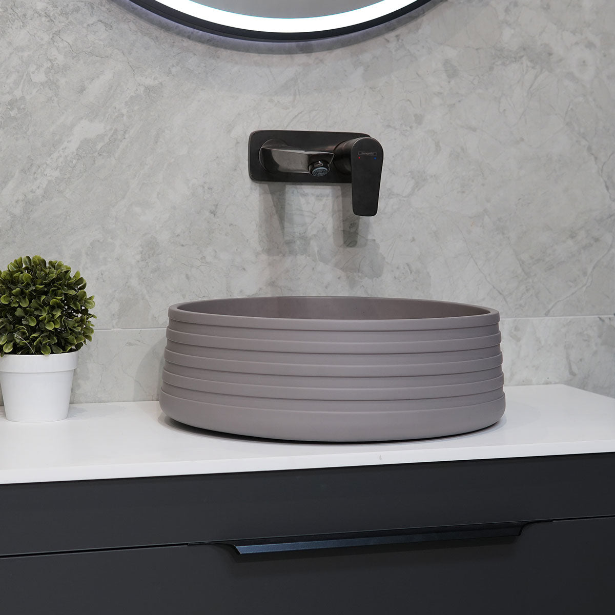 Granlusso Concrete Countertop Round Basin - Matt Grey