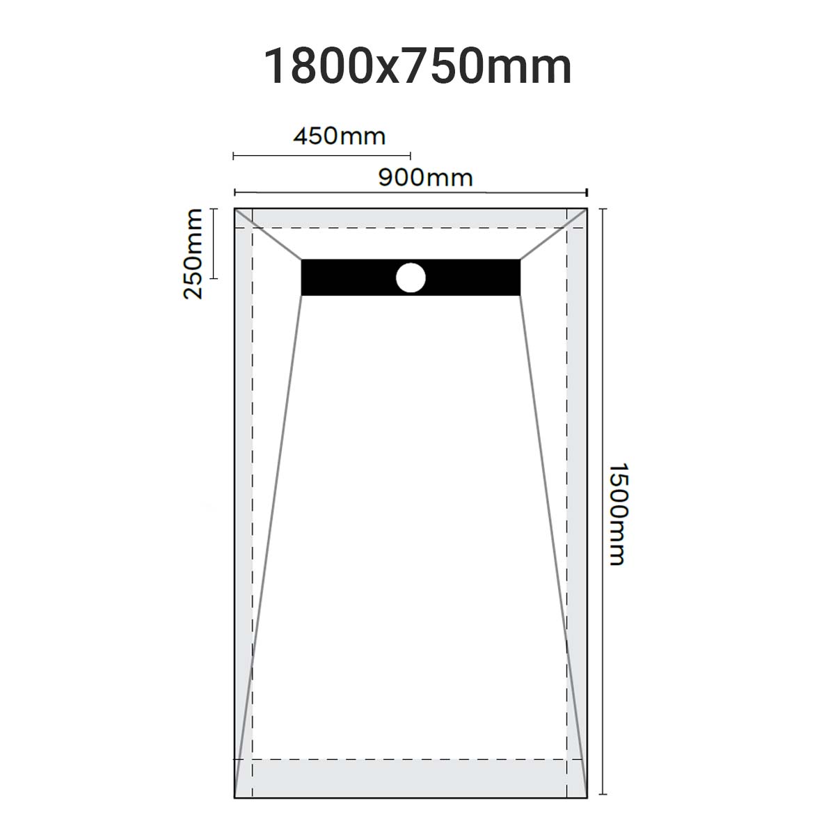 sharpslope linear drain 1800x750mm dimensions