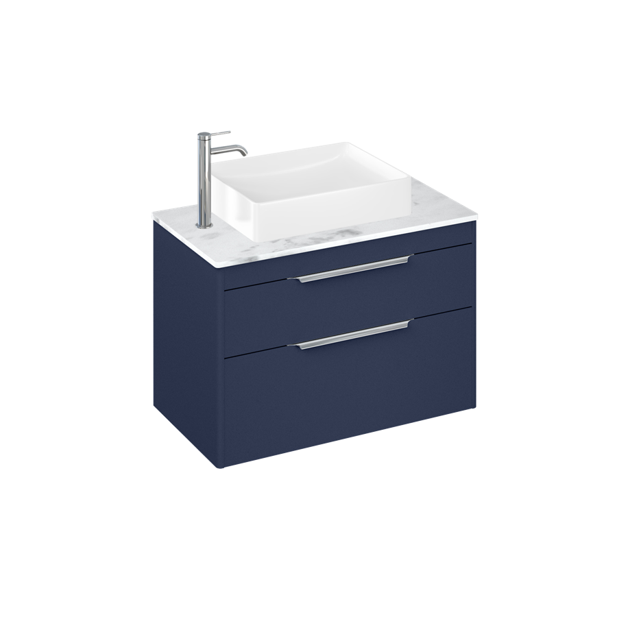 Shoreditch Double Drawer Wall Hung Vanity Unit With Worktop & Quad Basin