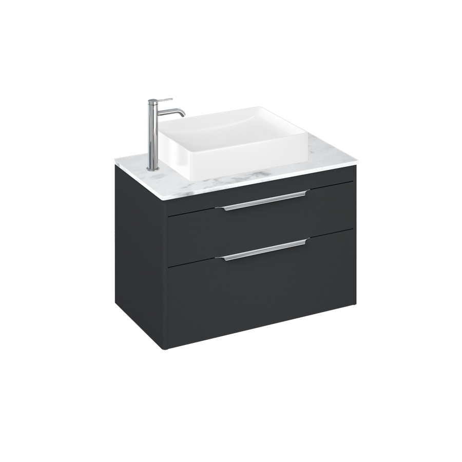 Shoreditch Double Drawer Wall Hung Vanity Unit With Worktop & Quad Basin