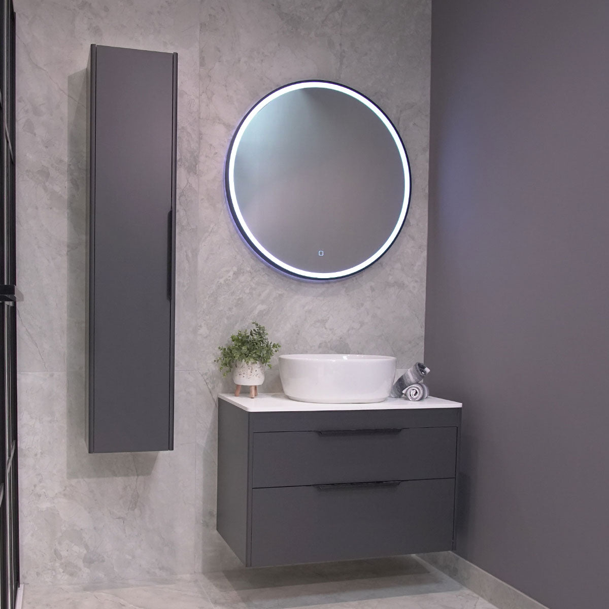 Shoreditch Double Drawer Wall Hung Vanity Unit With Worktop & Quad Basin