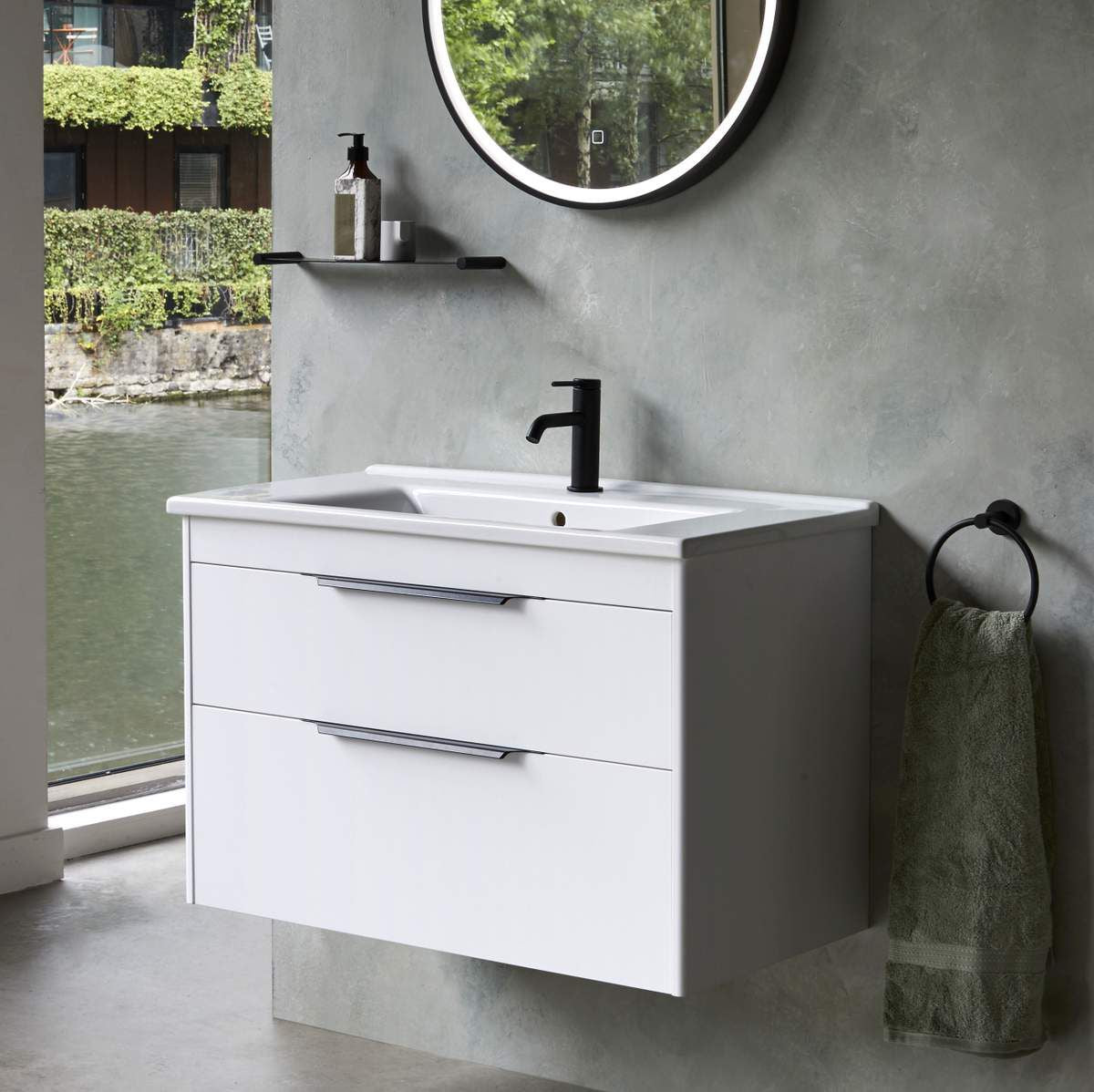 Shoreditch Double Drawer Wall Hung Vanity Unit With Basin