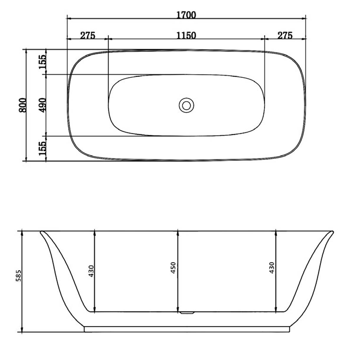Shrewsbury 1700 Freestanding Double Ended Bath Acrylic