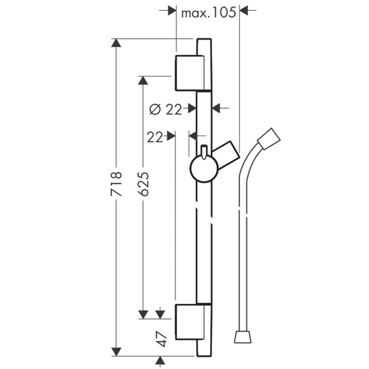 Hansgrohe shower Slide Rail dimensions