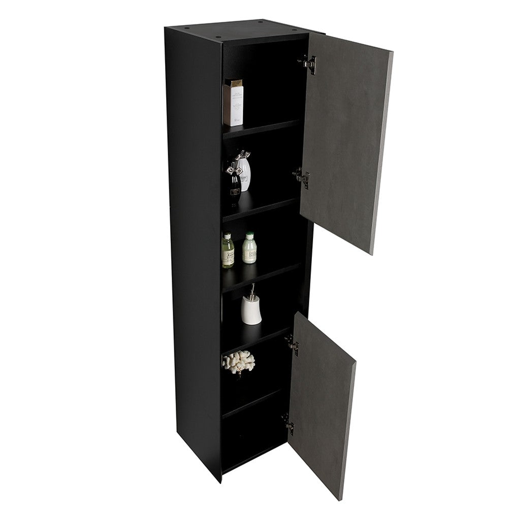 Sydney Wall Hung Tall Storage Cabinet - Black and Concrete