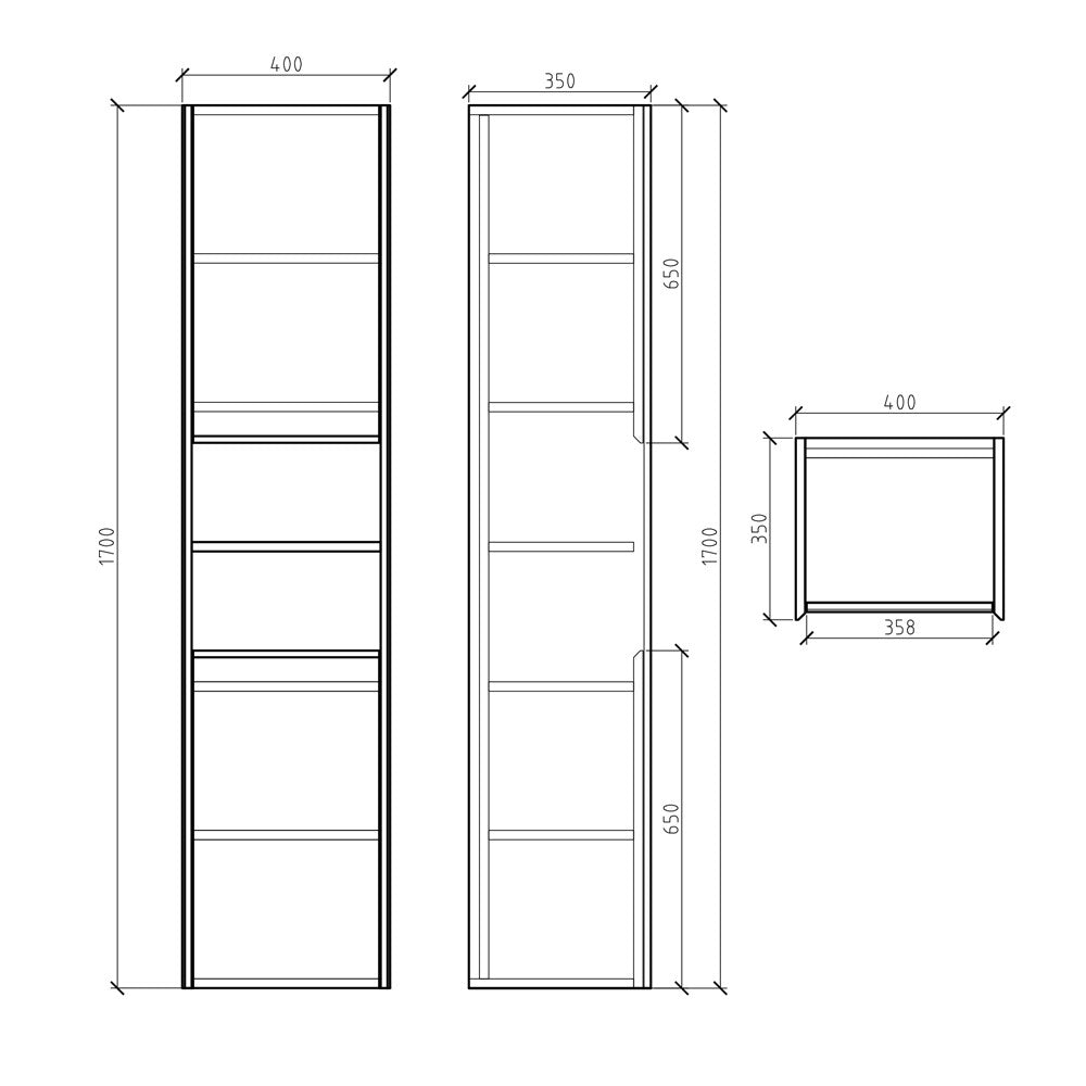 Sydney Wall Hung Tall Storage Cabinet dimensions