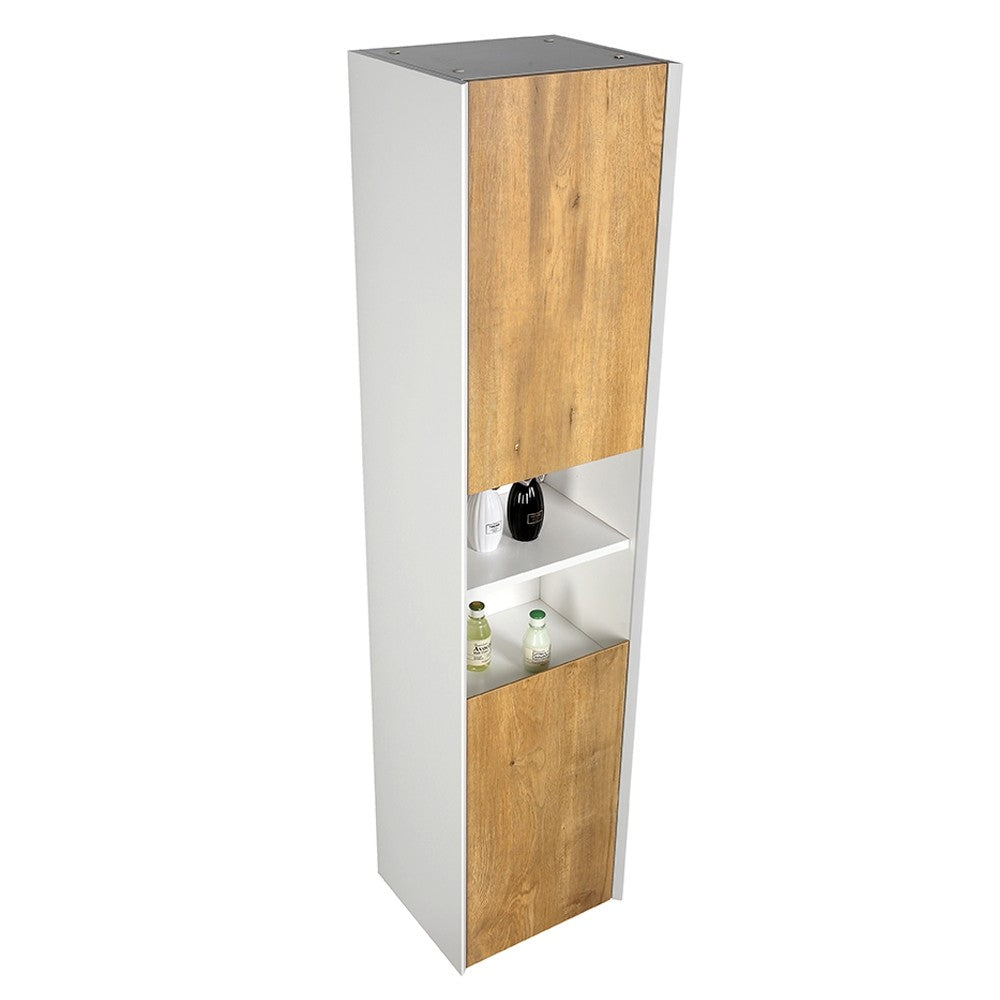 Sydney Wall Hung Tall Storage Cabinet - White and Oak