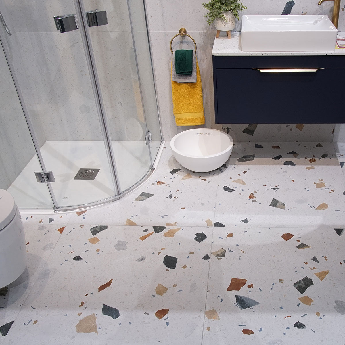 Stracciatella Blanco Terrazzo Effect Porcelain Tile Matt 80x80cm