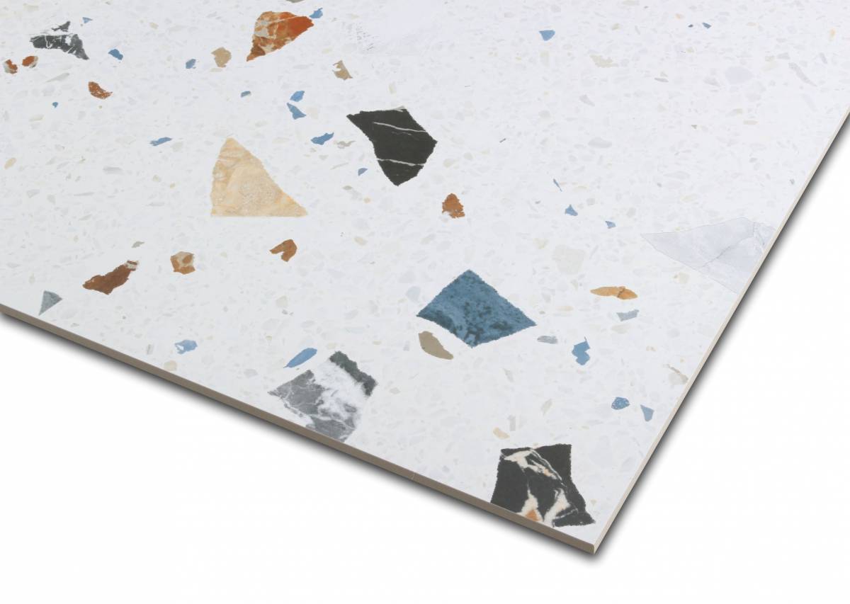 Stracciatella Blanco Terrazzo Effect Porcelain Tile 60x60cm Matte