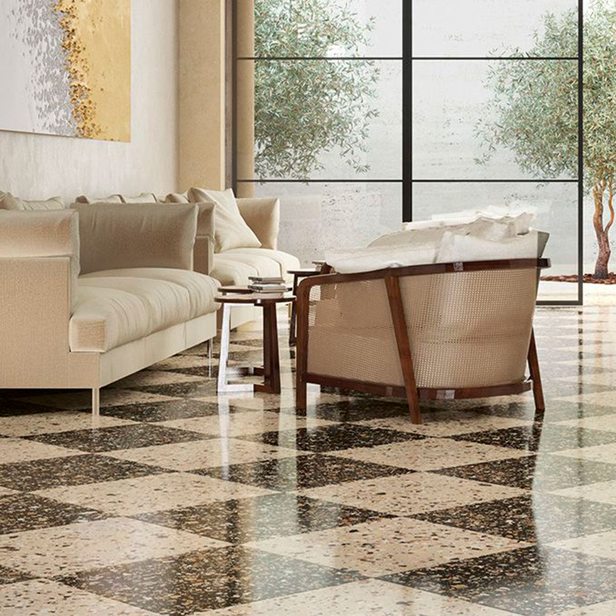 Terrazzo Lusso Beige Porcelain Tile Matt 60 x 60cm