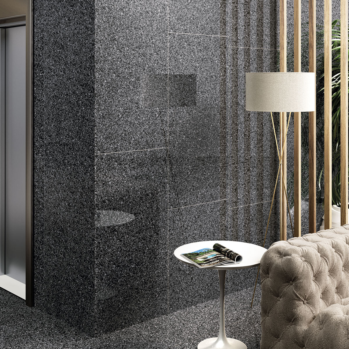 Terrazzo Lux Graphite Full-Bodied Porcelain Tile Matt 60 x 60cm
