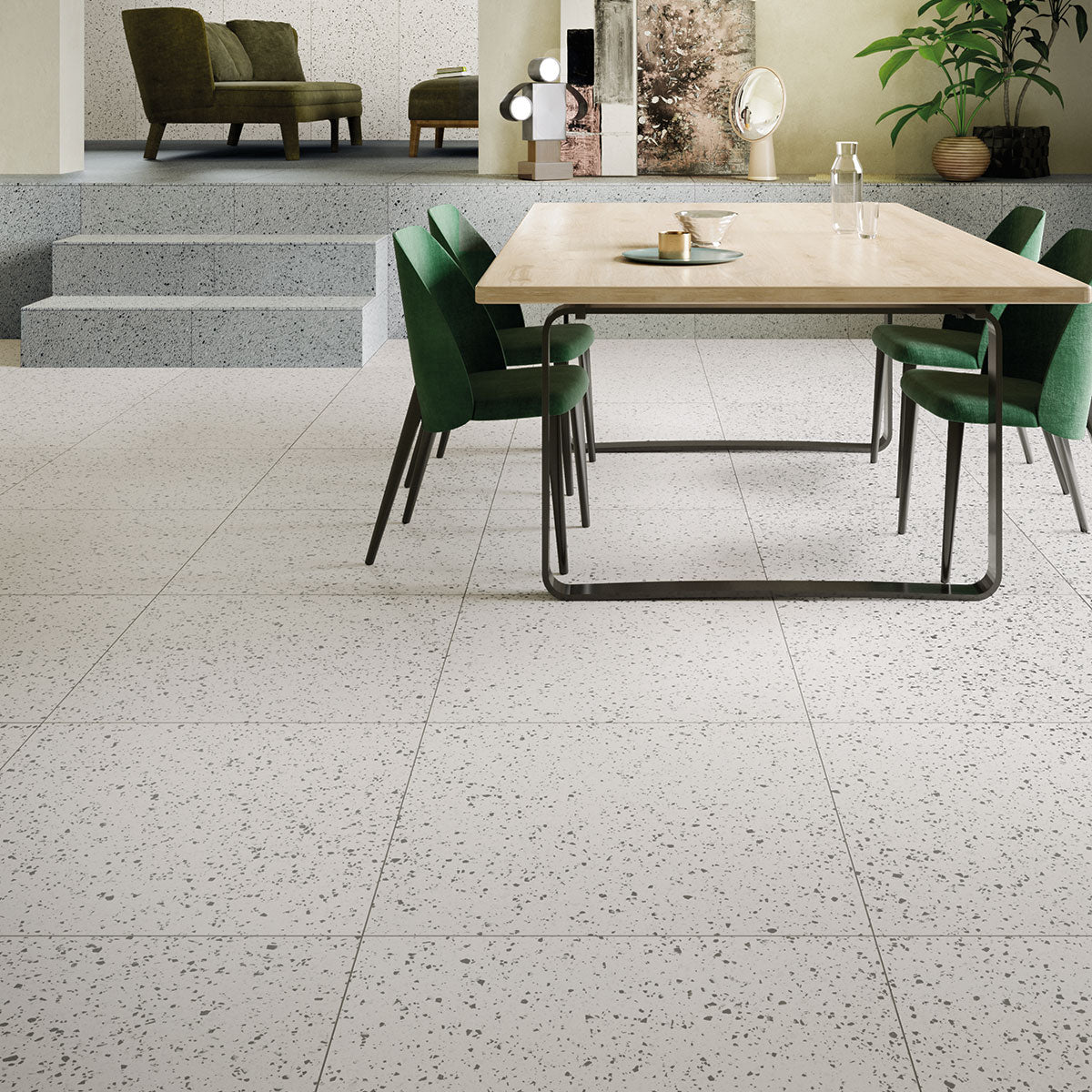 Terrazzo Lux Silver Full-Bodied Porcelain Tile Matt 60 x 60cm