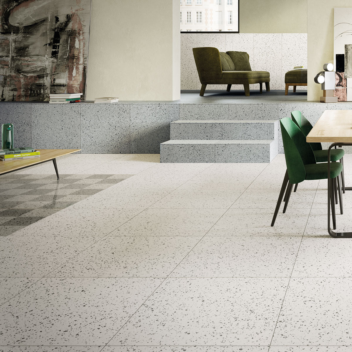 Terrazzo Lux White Porcelain Tile Matt 60 x 60cm