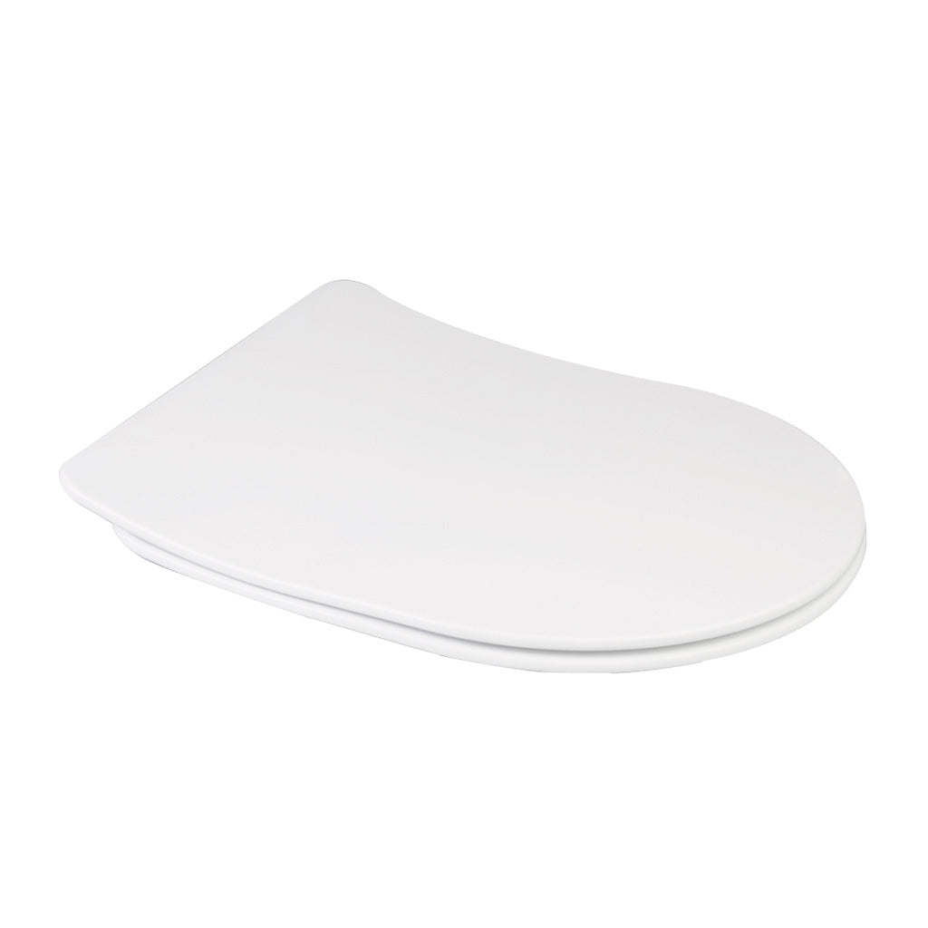 Slim D Shaped Soft Close Toilet Seat With Quick Release Hinges - White