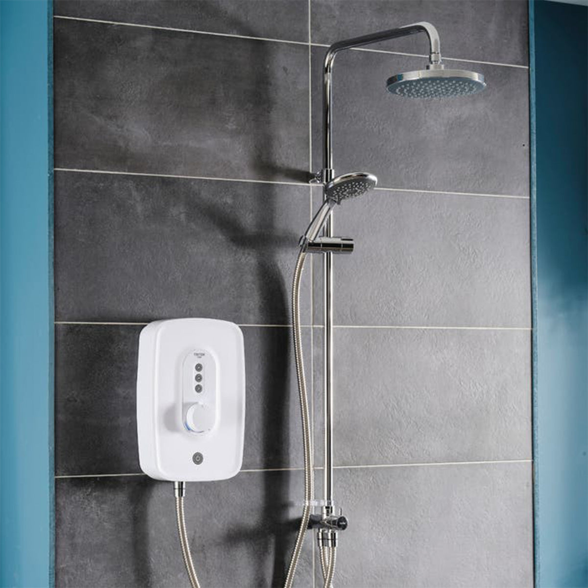 triton danzi electric shower duelec white close up