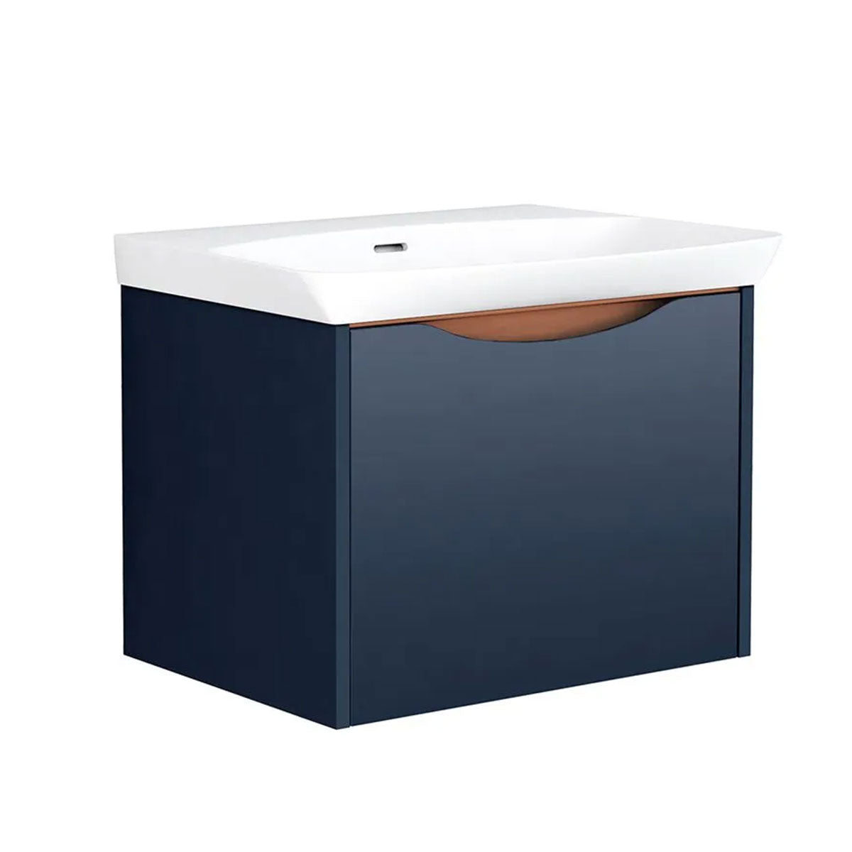 Utopia Lustre 1-Drawer Wall Hung Vanity Unit With Washbasin and LED Illumination - Indigo