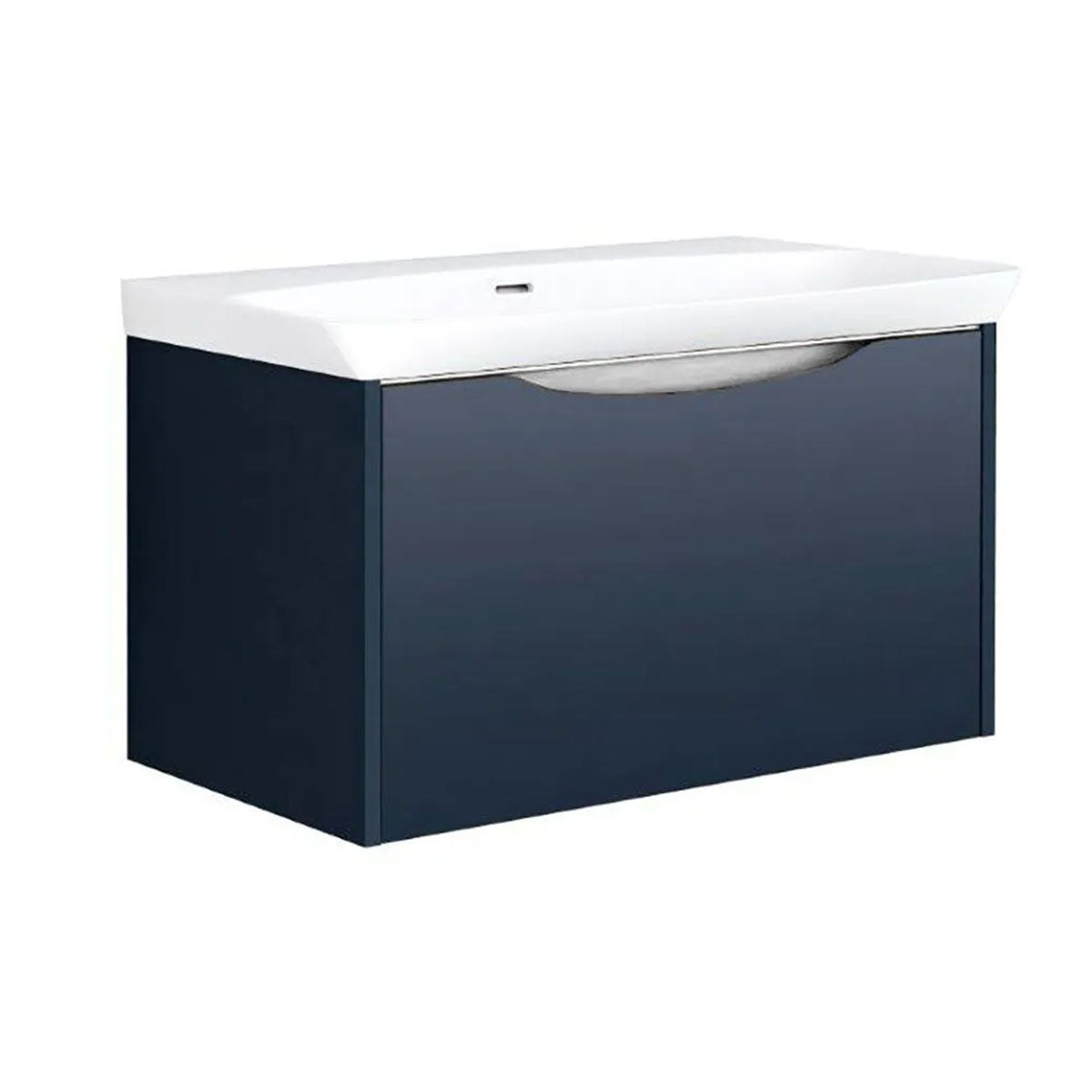 Utopia Lustre 1-Drawer Wall Hung Vanity Unit With Washbasin and LED Illumination - Indigo