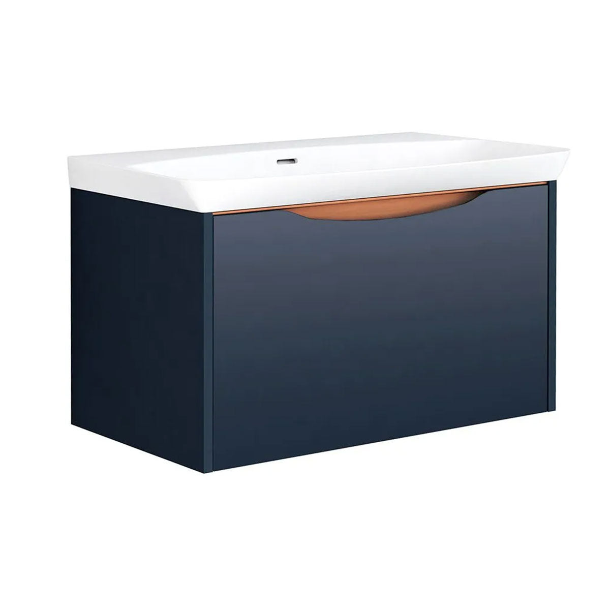 Utopia Lustre 1-Drawer Wall Hung Vanity Unit With Washbasin and LED Illumination - Indigo