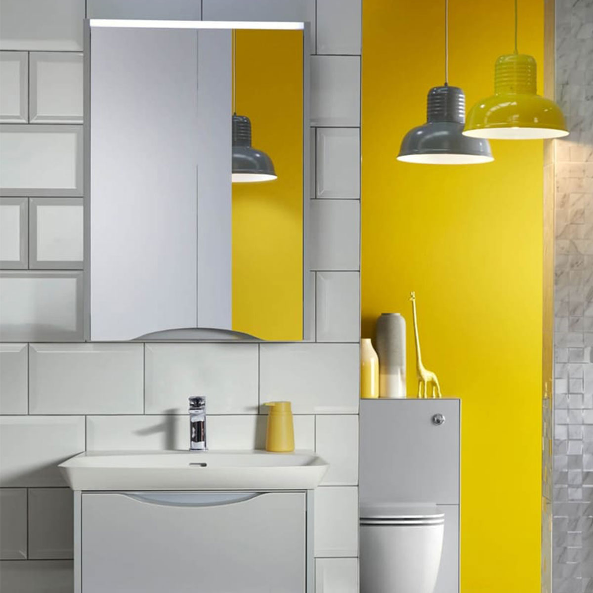 Utopia Lustre Bathroom Mirror Cabinet Wall Hung With LED Illumination powder grey