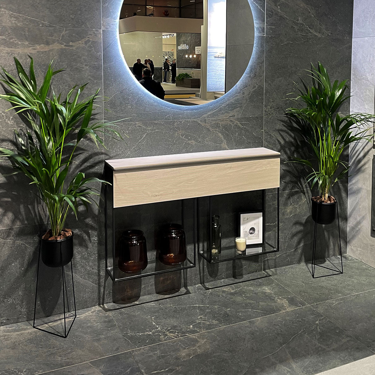 Valencia Anthracite Stone Effect Porcelain Tile 59x120cm Matt