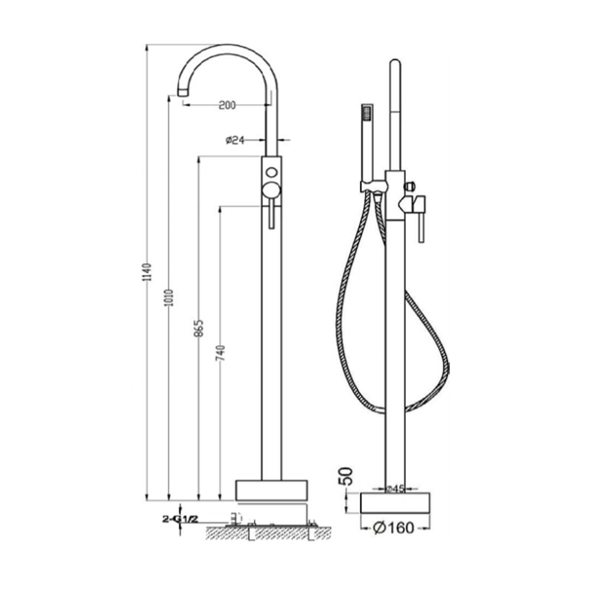 Granlusso Portobello Floor Standing Bath Shower Mixer