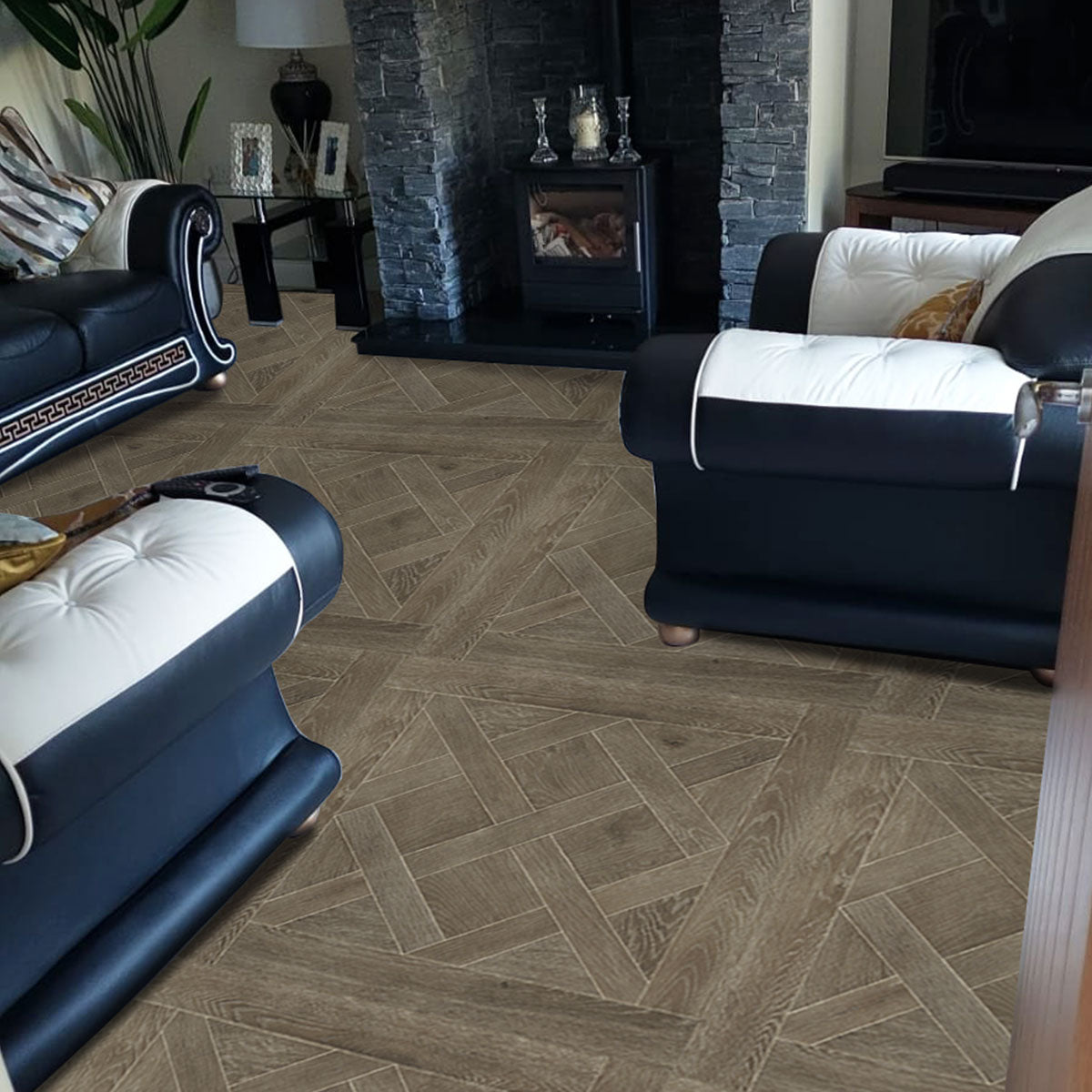 Bjorn Cognac Oak Wood Effect Porcelain Tile Matt 90x90cm