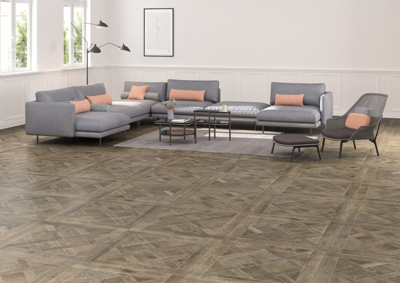 Bjorn Mocha Oak Wood Effect Porcelain Tile Matt 90x90cm