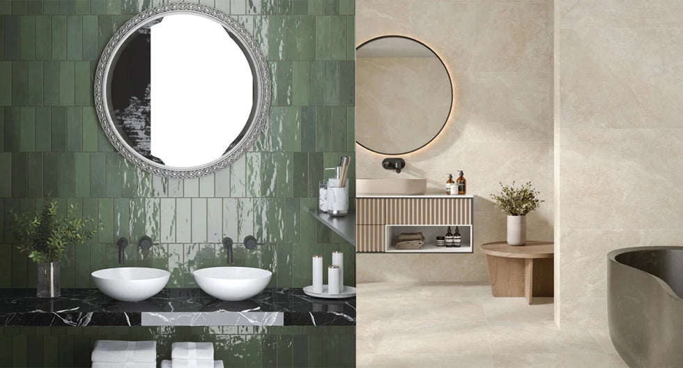 Glossy versus Matt Bathroom Tiles comparison