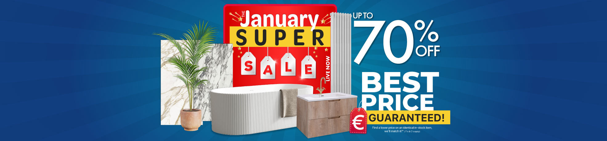 January sale up to 70% off Bathrooms banner