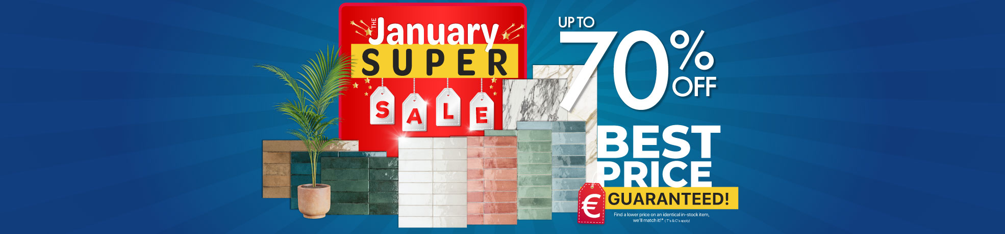 January sale up to 70% off Tiles banner