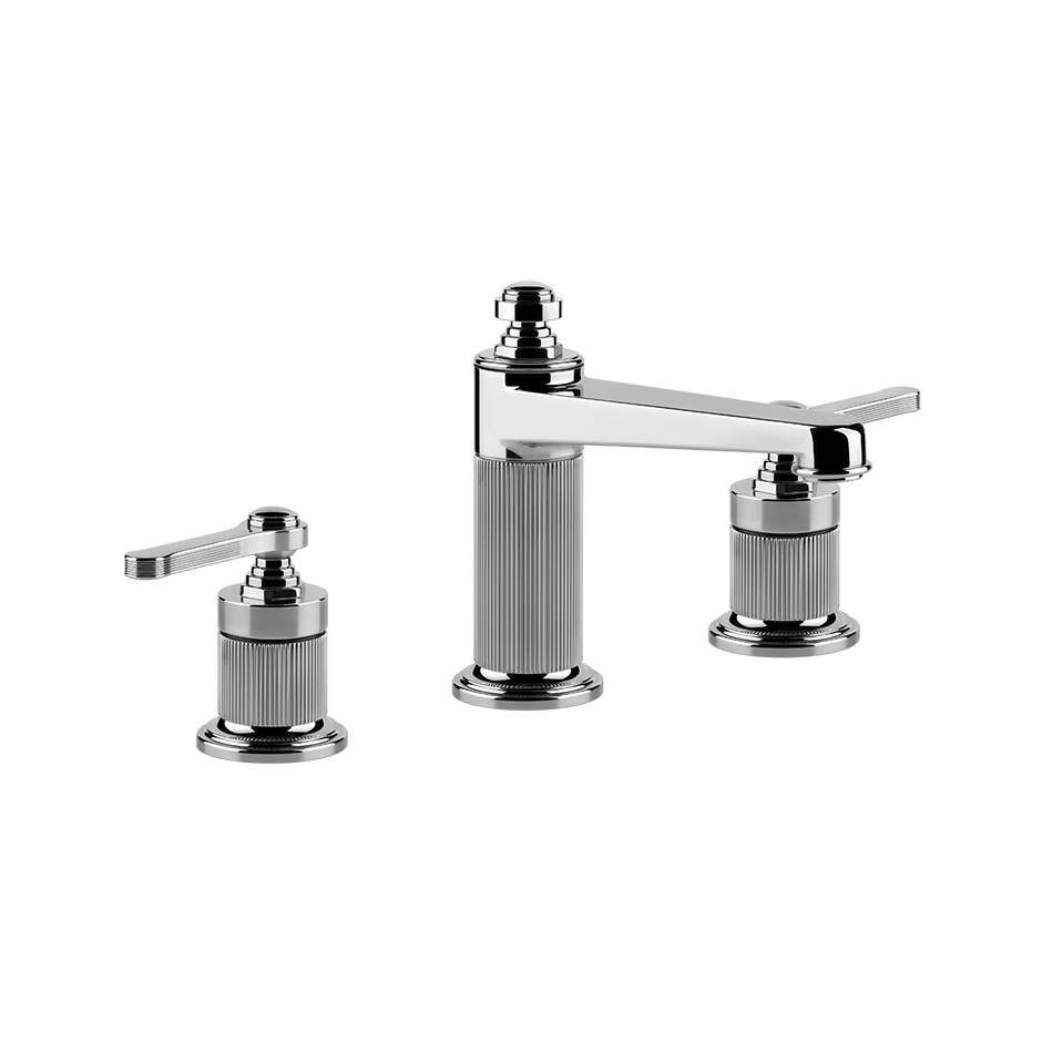 Gessi Venti20 Medium 3-Hole Basin Mixer in chrome finish, supplied by Deluxe Bathrooms.