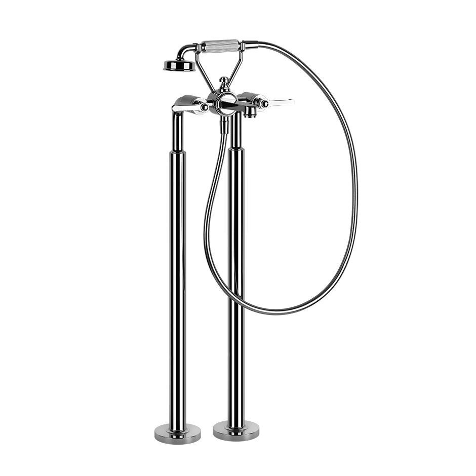 Gessi Venti20 Freestanding Bath Shower Mixer in chrome finish, supplied by Deluxe Bathrooms.