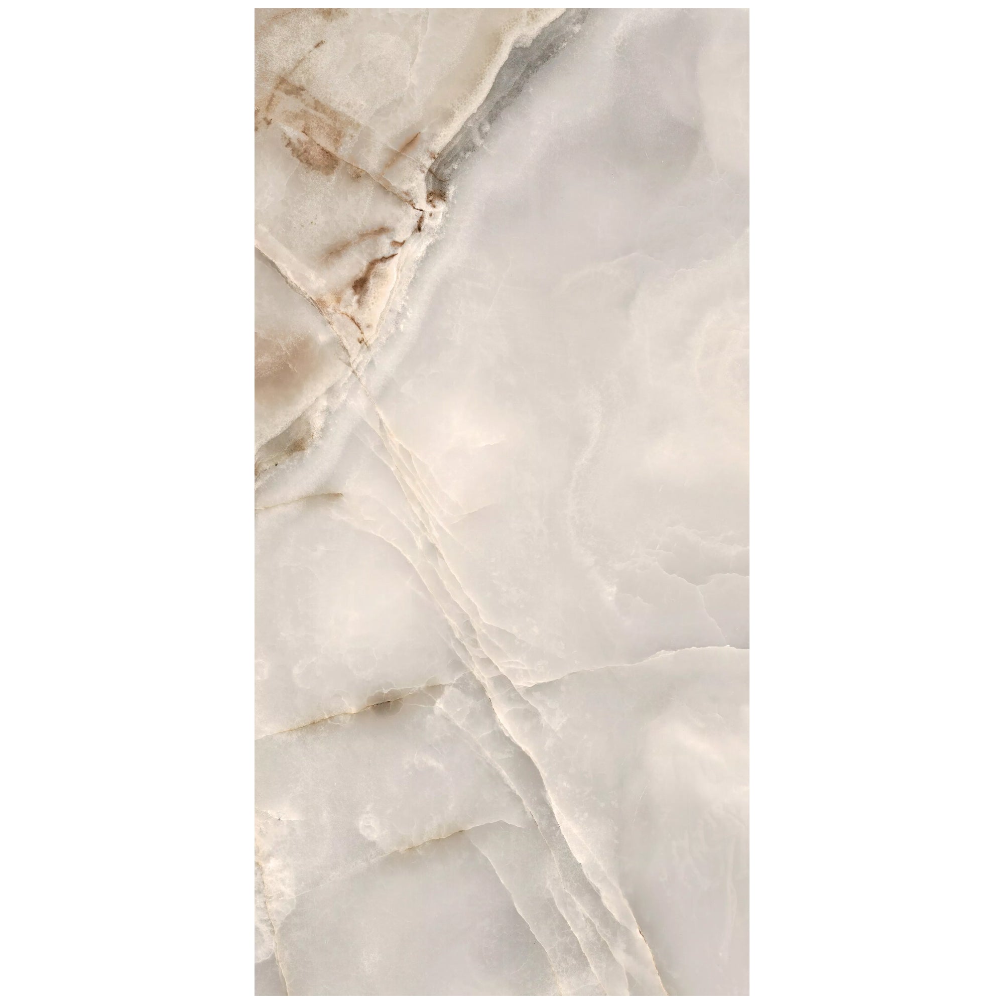 Sample of the Rêves Noisette Onyx Effect Porcelain Tile in Gloss, supplied by Deluxe Bathrooms.