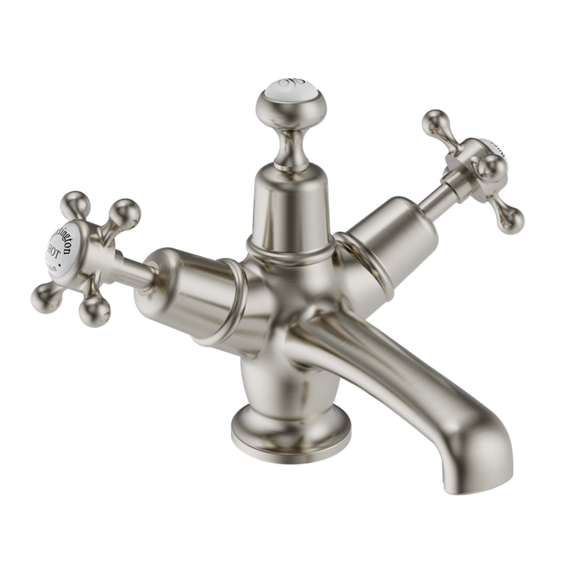 Burlington Claremont Basin Mixer With High Central Indice Brushed Nickel
