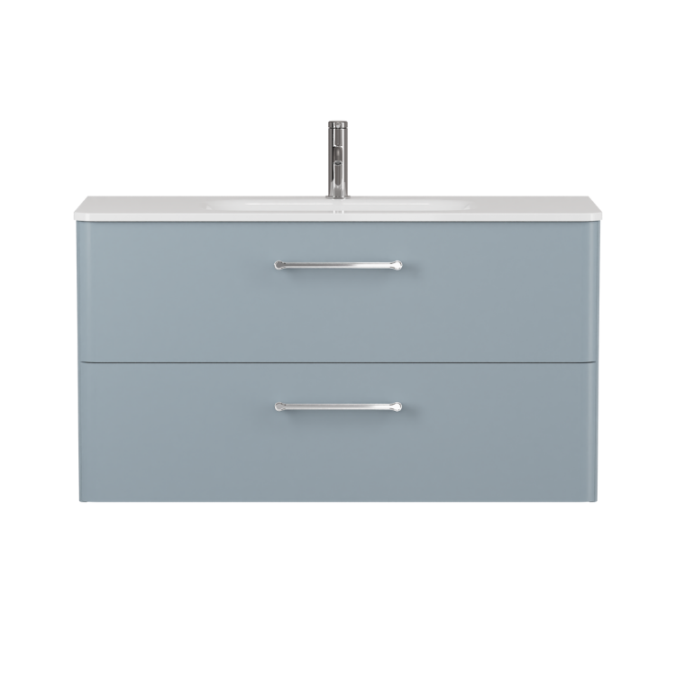 Camberwell Wall Mounted Vanity Unit With Washbasin - Dusty Blue
