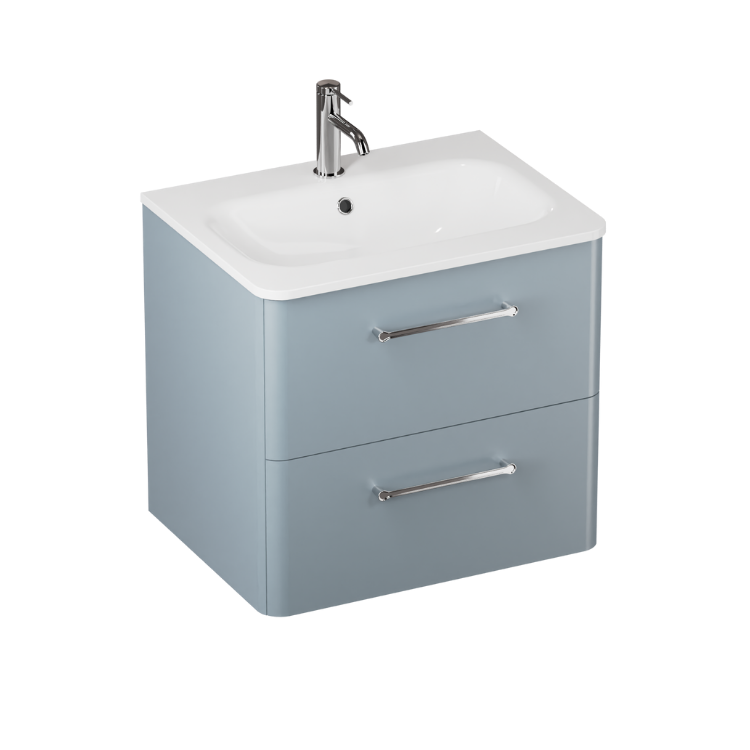 Camberwell Wall Mounted Vanity Unit With Washbasin - Dusty Blue