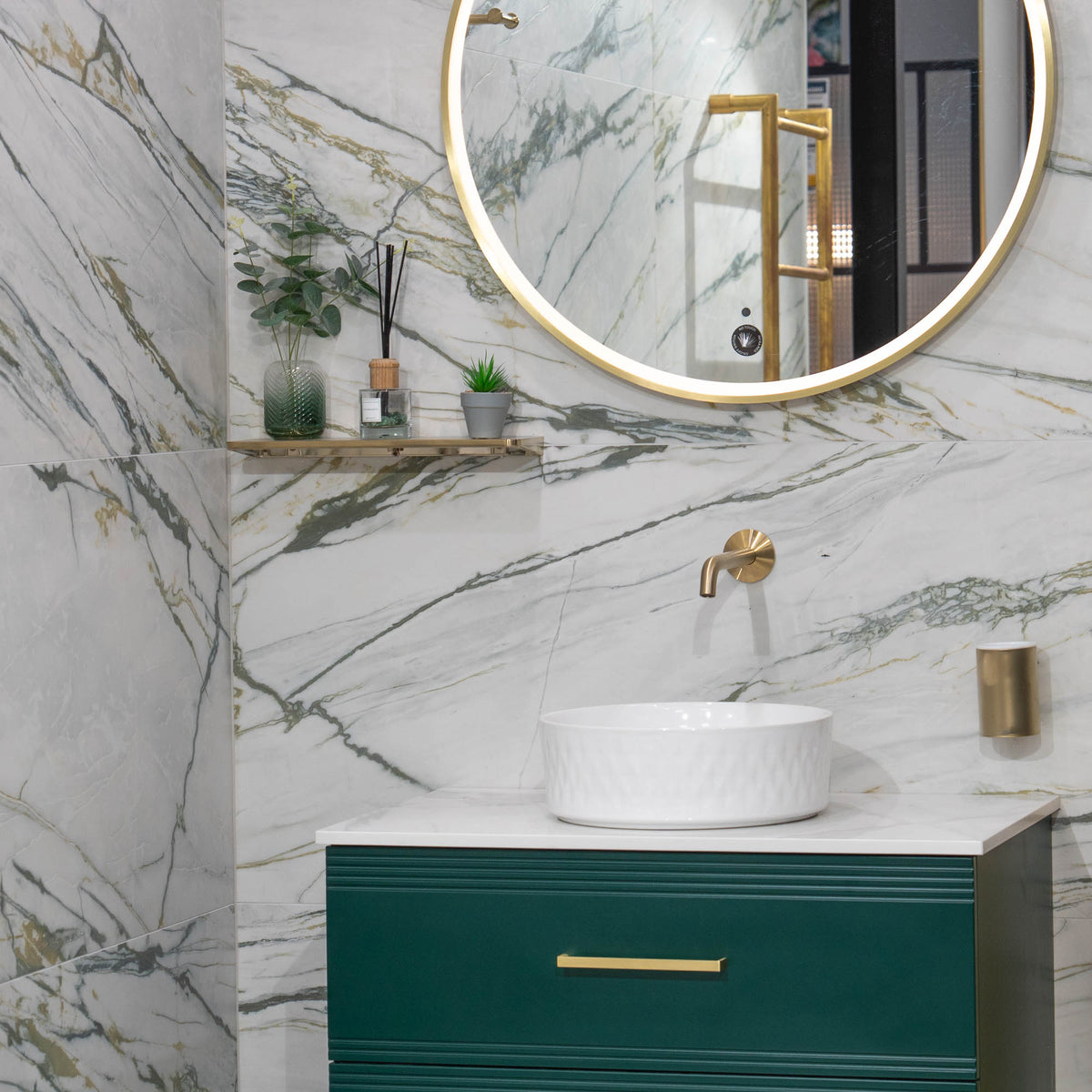 Deluxe Calacatta Green 3D Marble Effect Porcelain Tile 60x120cm Matt ...
