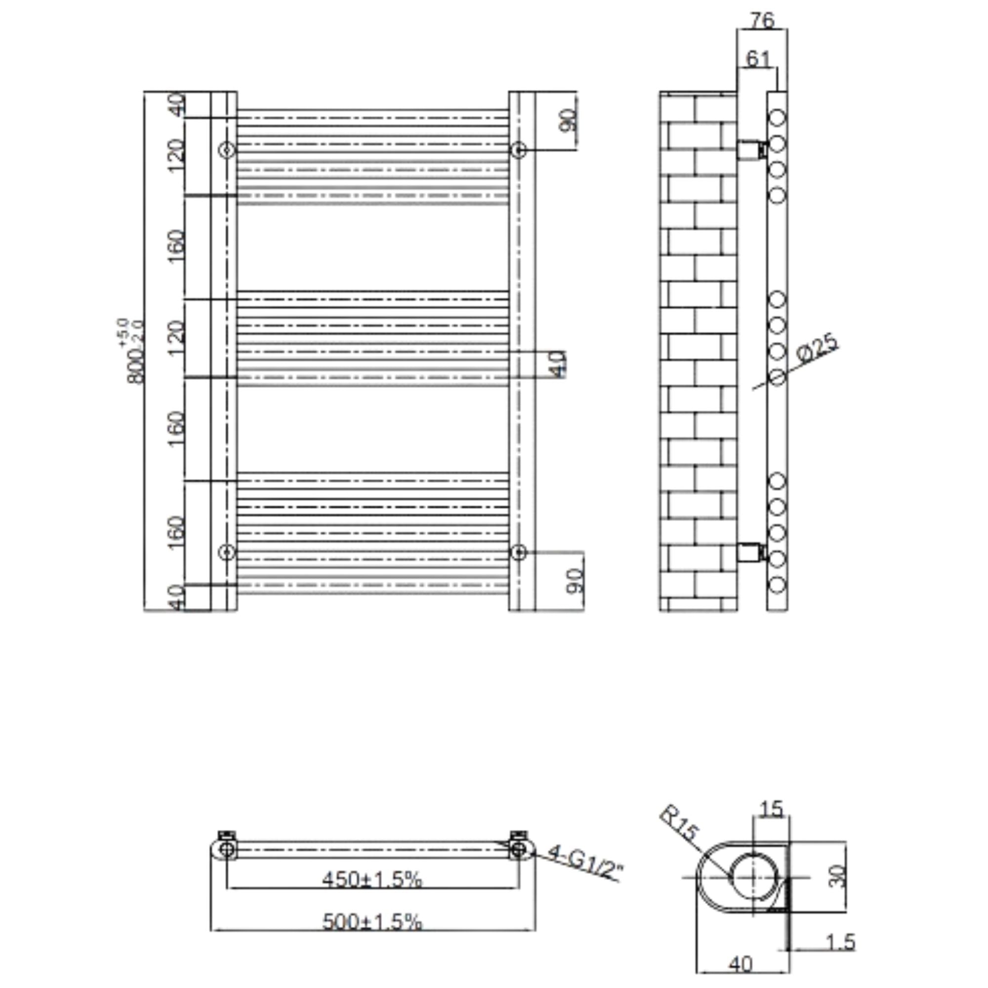 Como Aromawell Heated Towel Rail - Brushed Bronze